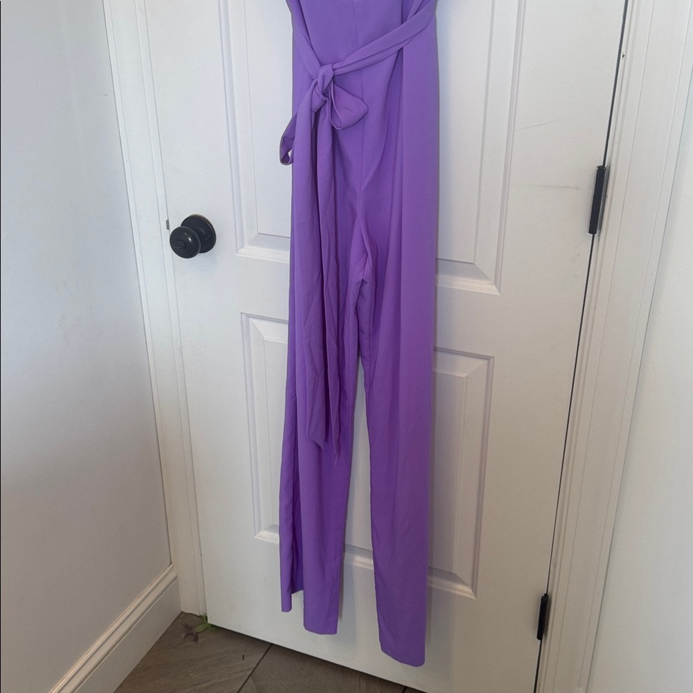 Lilly Pulitzer Zima Sleeveless Lavender Ruffle-Strap Jumpsuit 14 - Picture 4 of 10